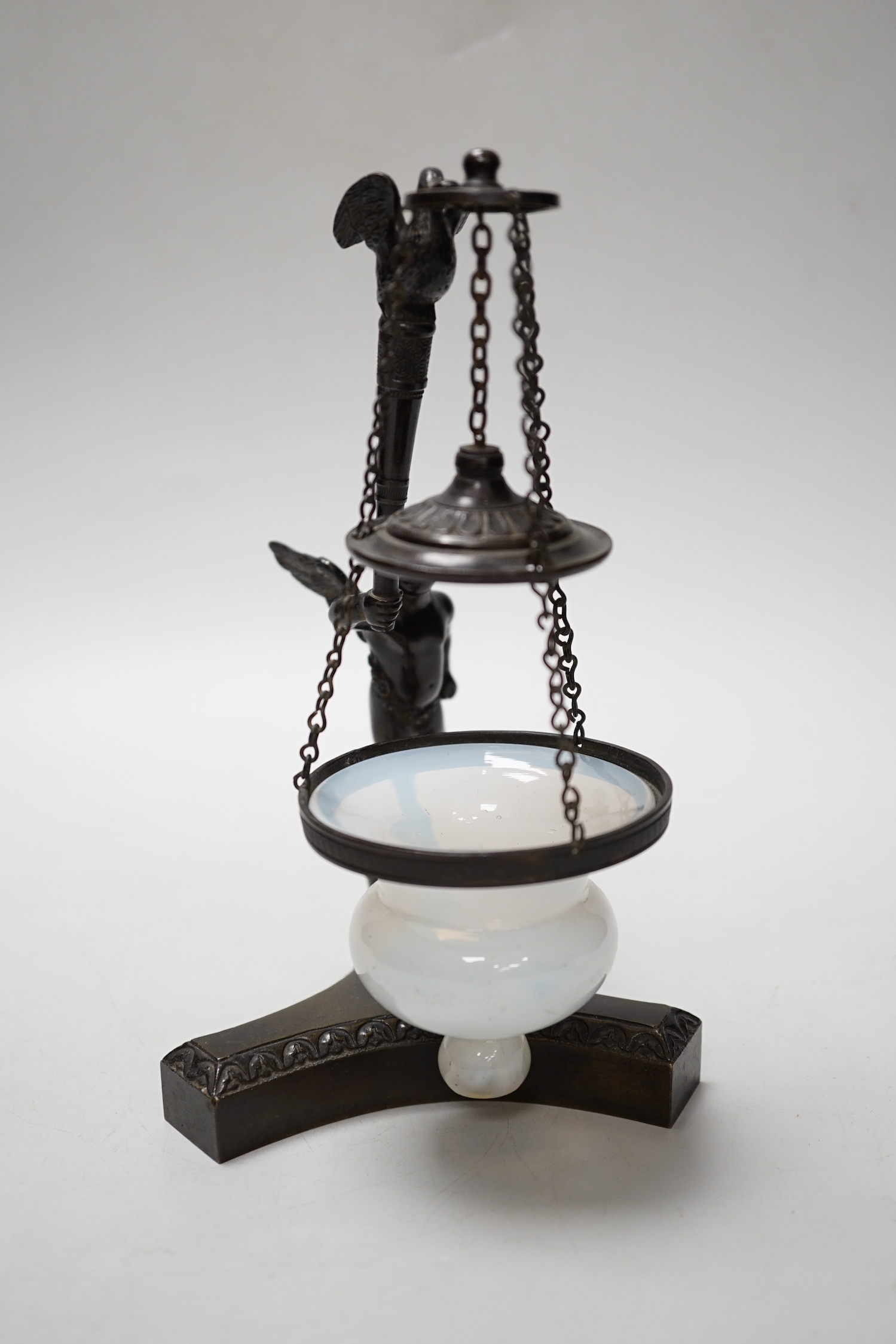 An early 19th century bronze ‘angel’ perfume warmer, 20cm high